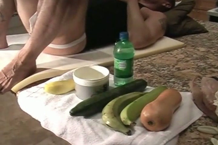 Unforgettable fucking ass hole with vegetables & instruments ...